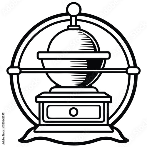 "Antique Coffee Grinder Line Art Vector – Adobe Stock"