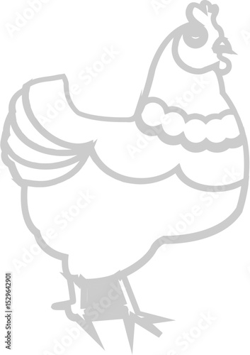 Simple line drawing of a hen farm animal illustration