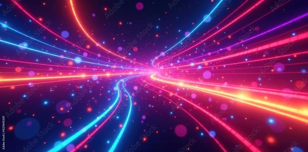 Fototapeta premium Swirling neon streaks illuminate a kaleidoscopic, abstract scene , design, color, vivid