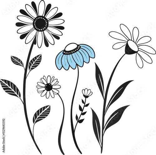 A vibrant vector floral background illustration features delicate flowers, leaves, and an elegant nature-inspired pattern, perfect for spring or summer designs