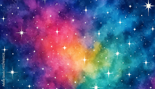 Abstract night sky with glowing stars and cosmic nebula, a bright deep space fantasy illustration