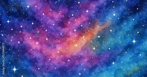 Abstract night sky with glowing stars and cosmic nebula, a bright deep space fantasy illustration