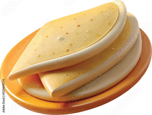 A delectable stack of golden-brown pancakes, artfully arranged on a rustic orange plate, ready to be enjoyed for breakfast or a delightful snack.