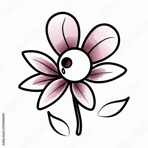 Pink Eye Flower Tattoo Design, Watercolor Style