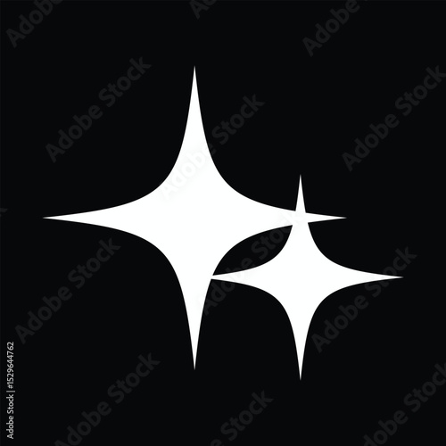 Y2k star sparkle bling abstract tattoo shapes. Simple minimal geometric signs in retro 2000s style.