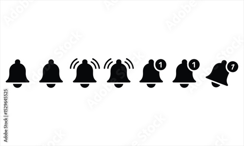 Notification bell icons sequence animation set