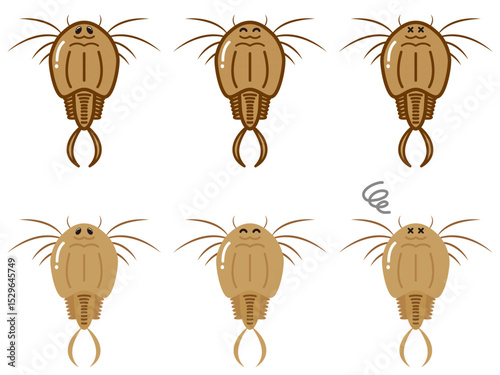 かわいいカブトエビのイラスト素材セット