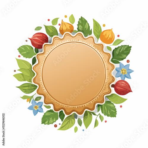 frame with leaves and flowers