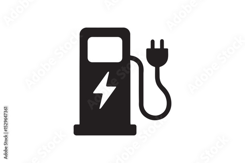 Charging station silhouette vector with white background