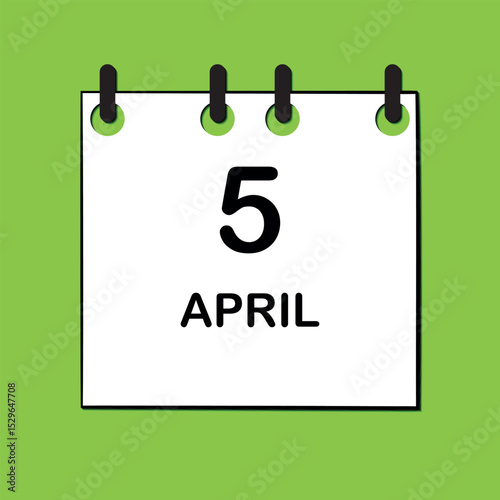 April 5. Daily Calendar icon for design. Simple design for business brochure, flyer, print media, advertisement. Easily editable.