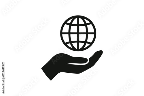Earth care silhouette vector with white background