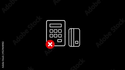 Credit card payment icon animation. Isolated on black background. HD video.