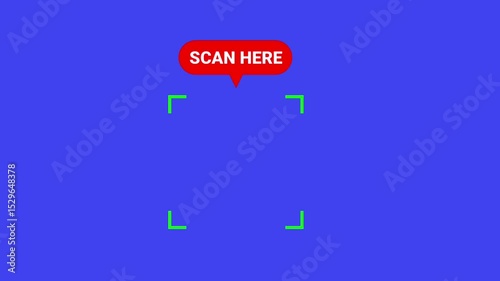 QR code scanner, isolated on blue background with alpha channel. Animation of seamless loop.