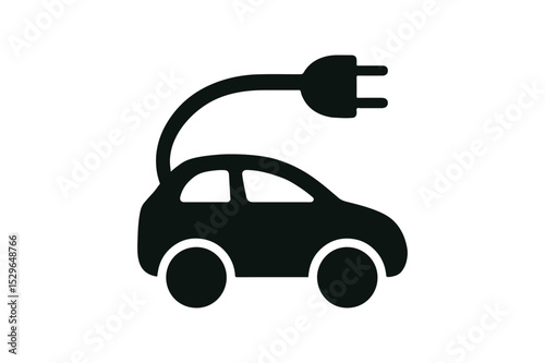 Electric car silhouette vector with white background