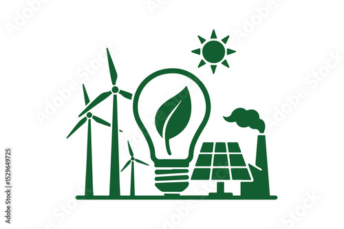 Green energy vector with white background