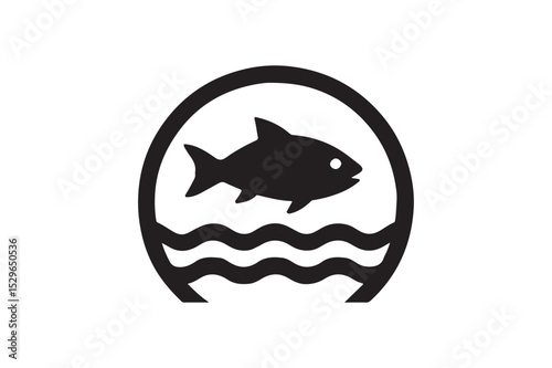 Marine conservation silhouette vector with white background