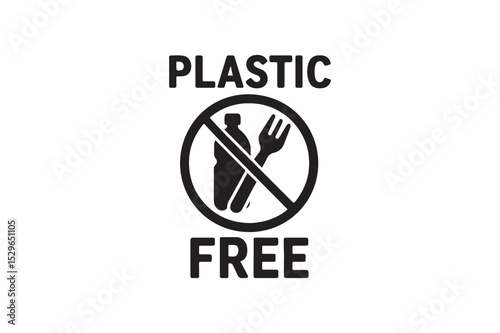 Plastic free silhouette vector with white background