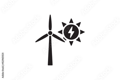 Renewable energy silhouette vector with white background