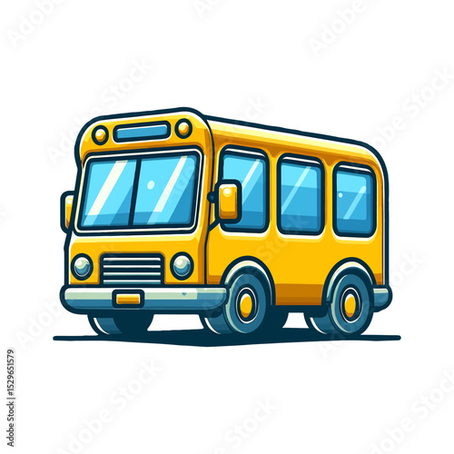 small yellow school bus vector illustration isolated