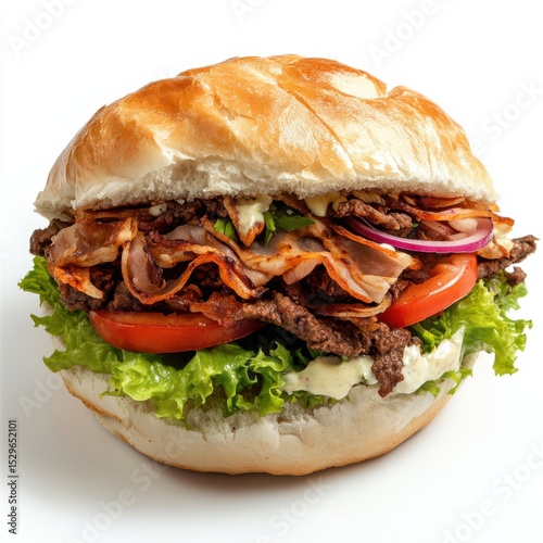 Delicious Burger with Fresh Ingredients photo