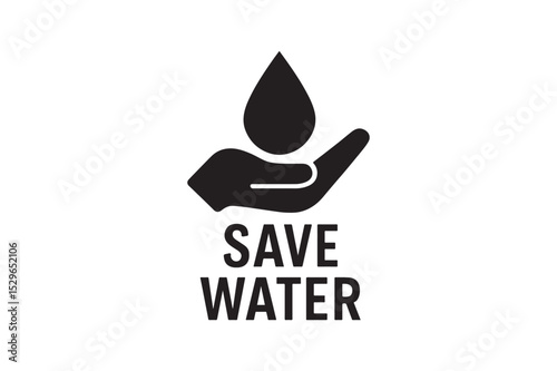 Save water silhouette vector with white background