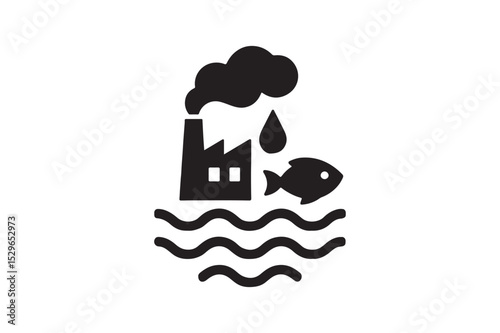 Water pollution silhouette vector with white background