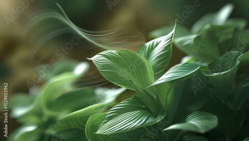 Close-up of a plant's leaves swaying gently 