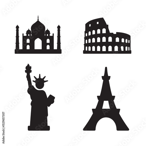 Landmark Silhouette Icon Design with White Background Vector Illustration