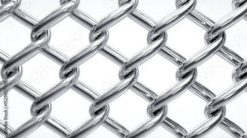 Close-up view of a polished metal chain-link fence.