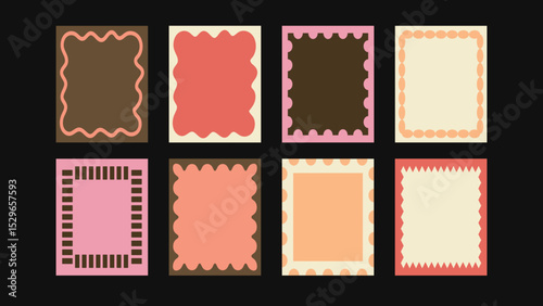 Vector collection of abstract cut out frames and borders – hand drawn marine elements for holiday invitations, wedding cards, coastal themed prints with space for custom text