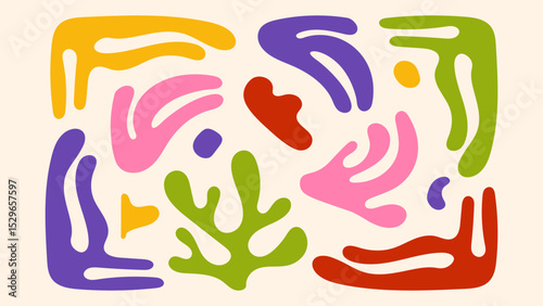 Vector illustration in simple naive and hippie groovy style, flowers and plants, floral botanic hand drawn design templates, frames and modern art prints, posters and placards with copy space