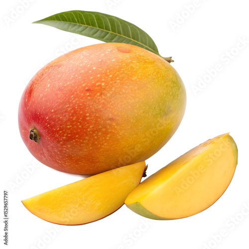 A Kent mango isolated on a transparent background