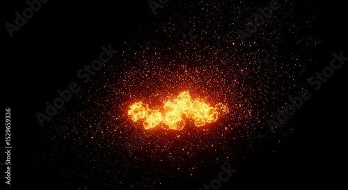 Abstract 3D Fire Energy Spark Particle Light Hot Background Illustration