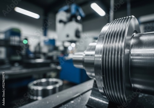 Precision Machined Metal Part - Close-up of a precisely machined metal component, showcasing intricate detail and high-quality craftsmanship
