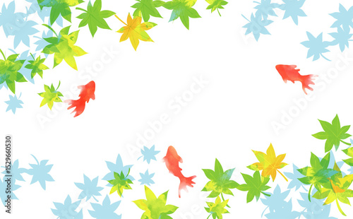 爽やかな水彩風金魚　夏　和風