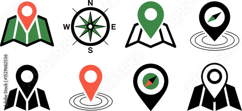 Find location map pin gps navigation compass direction destination travel route icon vector illustration editable stock vector illustration