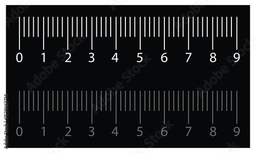 Measuring scale, markup for rulers vector illustration. Various measurement scales with divisions. Measuring tool. Blank measuring scale indicator . Vector Illustration . EPS 10 . 