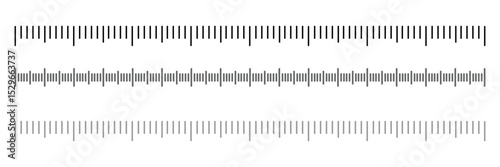 Measuring scale, markup for rulers vector illustration. Various measurement scales with divisions. Measuring tool. Blank measuring scale indicator . Vector Illustration . EPS 10 . 