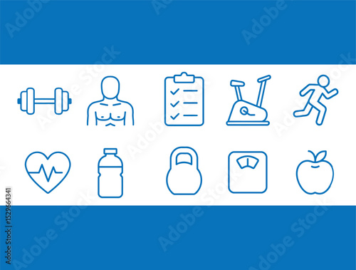 Fitness Icon Set with Editable 