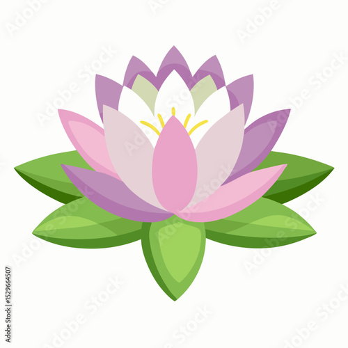 Elegant water lily illustration with vibrant colors on a clean white background for versatile design applications