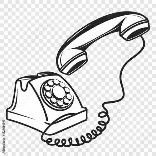 Retro vector illustration of a vintage telephone icon, a symbol of old communication technology and business contact