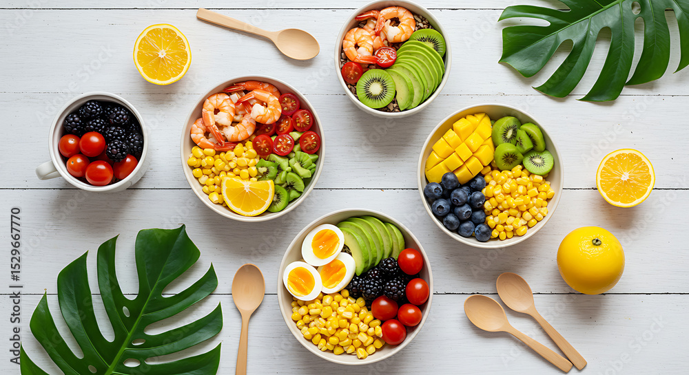 Delicious and Healthy Tropical Fruit and Seafood Bowls A Vibrant Summer Meal Delicious and Healthy Tropical Fruit and Seafood Bowls A Vibrant Summer Meal