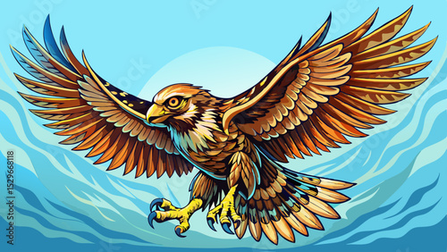 Hawk in Flight: A majestic hawk soars through the sky, its wings outstretched in a powerful display of freedom and grace. The intricate patterns of its feathers are visible in stunning detail.Very bea