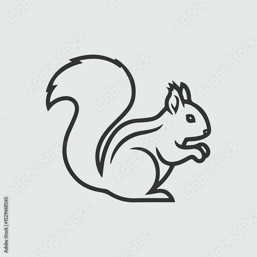 Line art squirrel illustration simple design