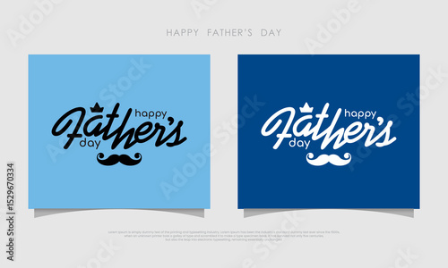 happy father's day vector logo. greeting card with stylish crown and mustache design
