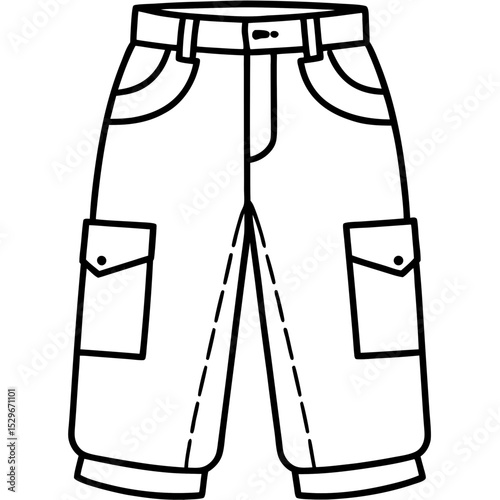 Cargo pants line art vector