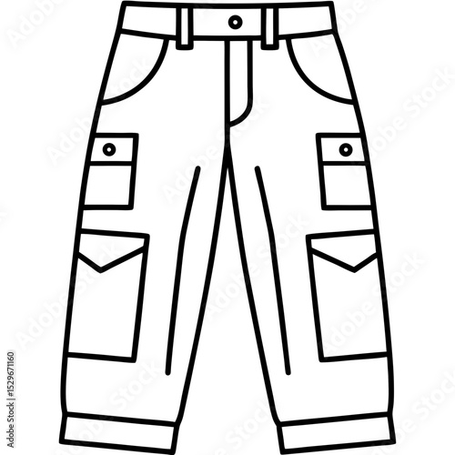 Cargo pants line art vector