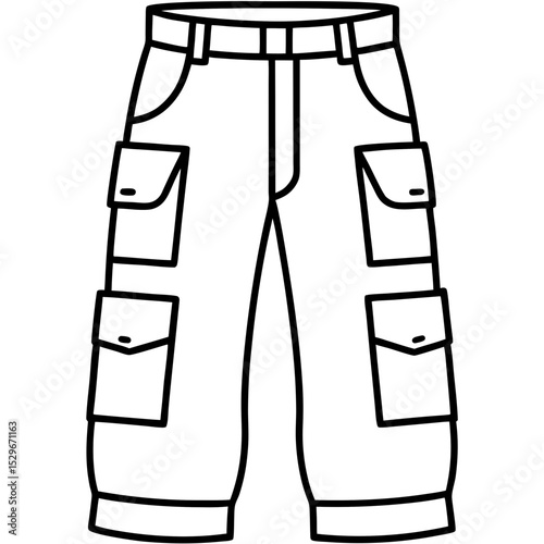 Cargo pants line art vector