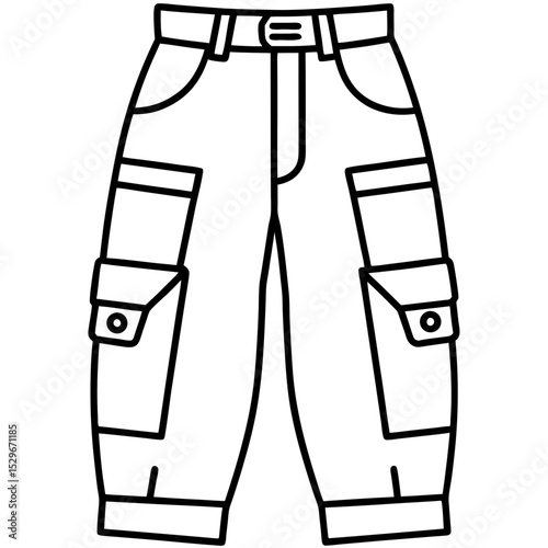 Cargo pants line art vector