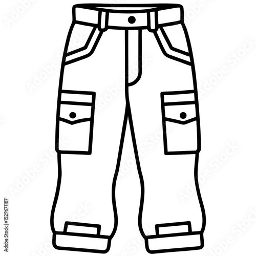 Cargo pants line art vector